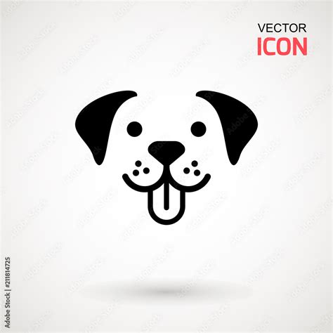 Dog Head Icon Flat Style Cartoon Dog Face Vector Illustration