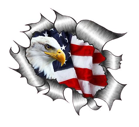 Ripped Torn Metal Design With American Bald Eagle And Us Flag Motif