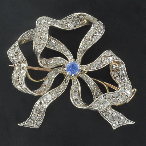 Pair Of Antique Sapphire Diamond Brooches For Sale At 1stdibs