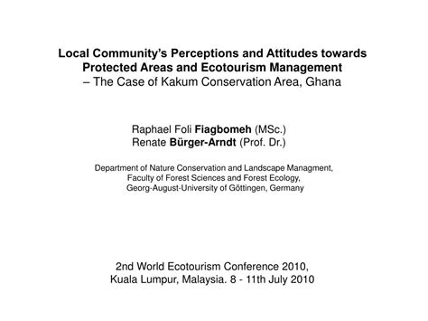 Ppt Local Communitys Perceptions And Attitudes Towards Protected