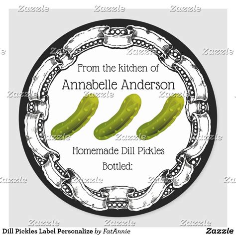 Dill Pickles Label Personalize Dill Pickle Personalized