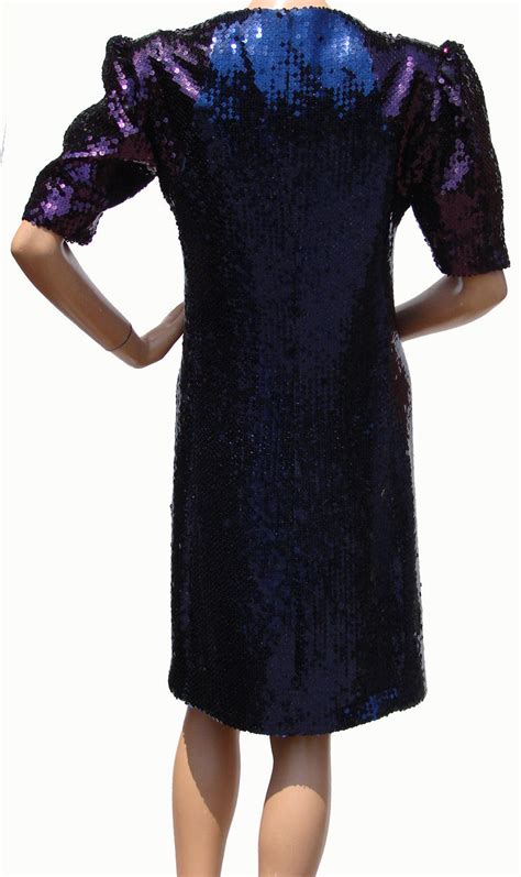 Vintage 1980s Dress Emanuel Ungaro Purple And Blue Sequins