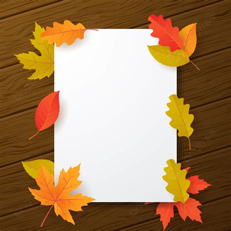 Autumn Backround With Blank Paper And Fall Leaves Vector Illustration
