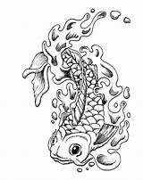 Coloring Awesome Coy Fish Tatto sketch template