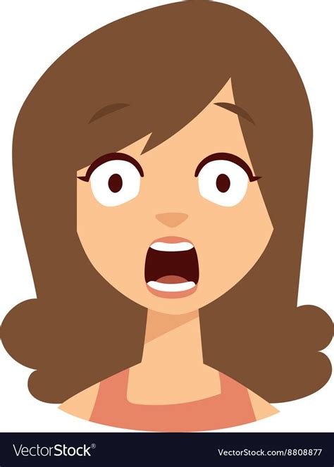Women Scary Face Open Mouth Vector Character Illustration Woman Scary