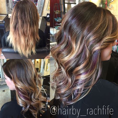 Colormelt Balayage Ombre With Purple Peekaboo Highlights Hair By Rachel