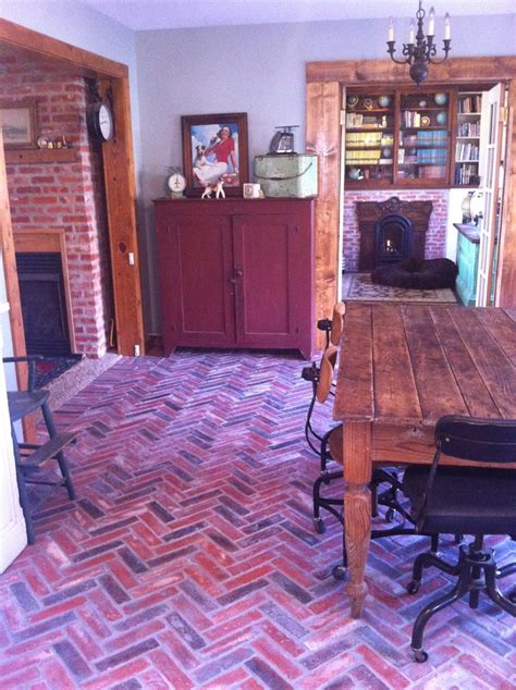 Another Angle Herringbone Brick Floor In Our Farmhouse Kitchen Alpha