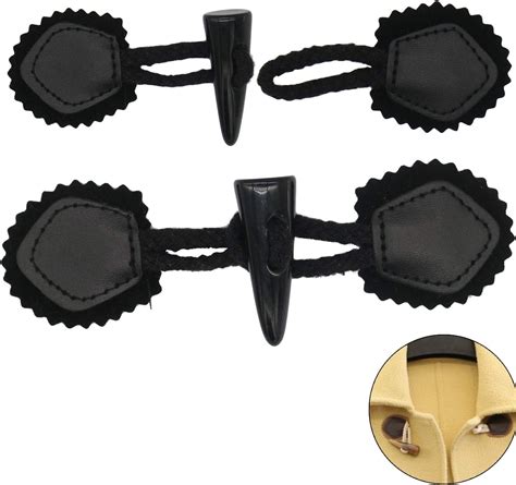 Donleeving 6 Pack Pu Leather Sew On Toggles With Resin Horn Button For