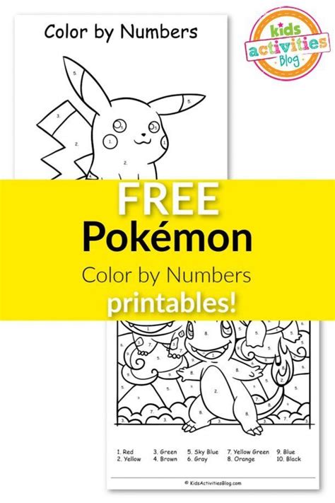 Pokemon Math Worksheets Printable Free Pokémon Color By Numbers