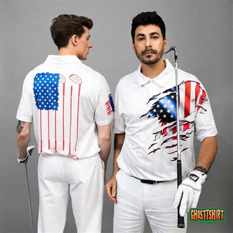 Golf American Flag Polo Shirt Usa Flag Golf Shirt Patriotic Golf