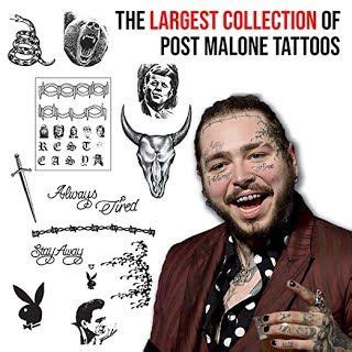 Features Benefits BONUS PACK Post Malone Temporary Tattoos Includes FACE HANDS ARM