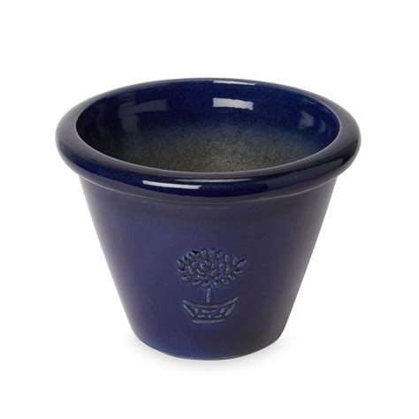 Tiwlip Dark Blue Ceramic Plant Pot Dia29cm Departments Diy At Bandq