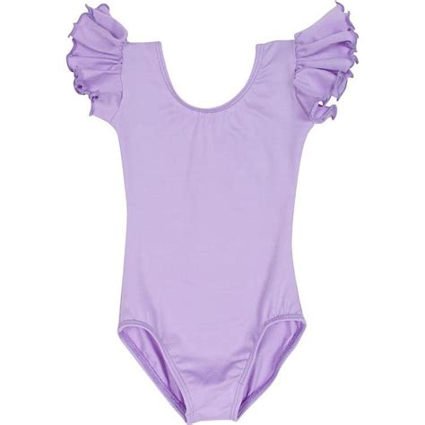 Lilac Purple Leotard W Flutter Ruffle Sleeve For Toddler And Girls