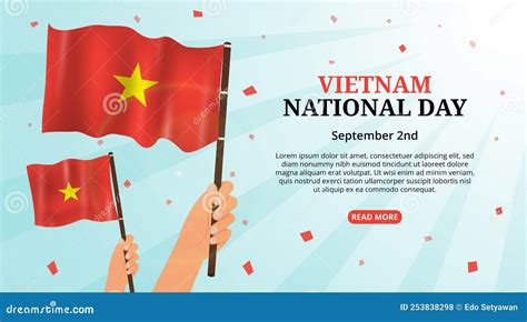 Vietnam National Day Background With People Celebrating Holding Waving