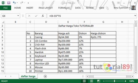 Cara Cepat Menghitung Harga Diskon Di Excel Tutorial89