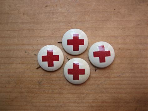 4 Vintage Red Cross Pins Etsy