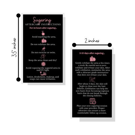 Sugaring Aftercare Instruction Cards Physical Printed 2x35 Etsy