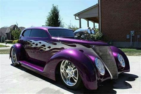 Purple Hot Rod Old Carschallengers And Motorcyclessprinkled W