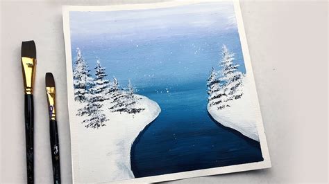 Winter Landscape Acrylic Painting Easy And Simple Acrylic Painting Step