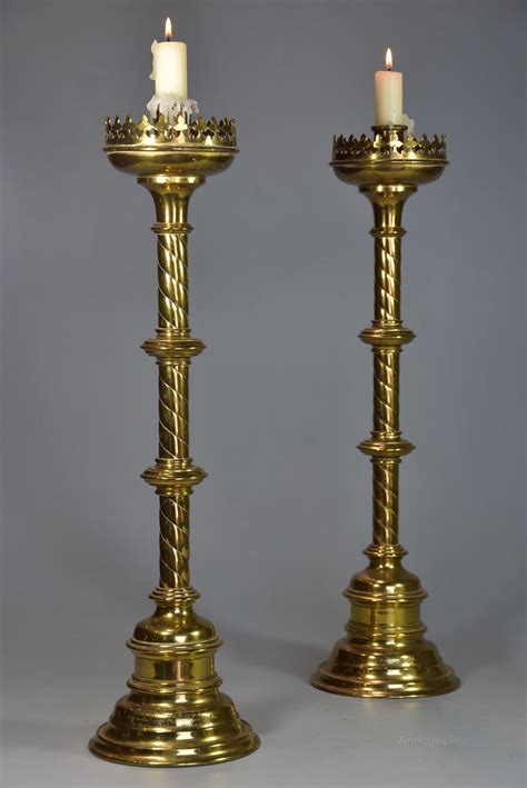 Antiques Atlas Pair Of 19thc Gothic Style Brass Candlesticks