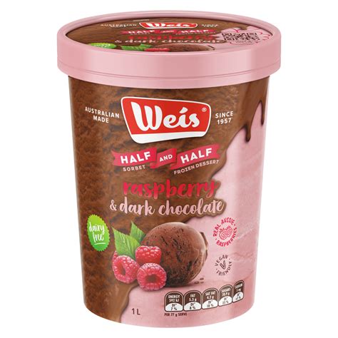 Weis Half And Half Raspberry And Dark Chocolate Frozen Dessert Tub 1l