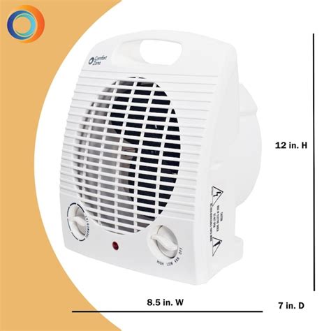 Comfort Zone 1500 Watt Fan Compact Personal Indoor Electric Space