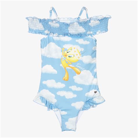 Monnalisa Beach White Daisy Duck Swimsuit Childrensalon