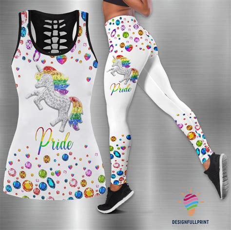 LGBT Pride Gift Idea White Unicorn Pride Tank Top And Leggings Set