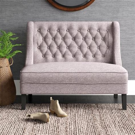 Halpin High Back Tufted Settee Upholstered Bench And Reviews Birch Lane