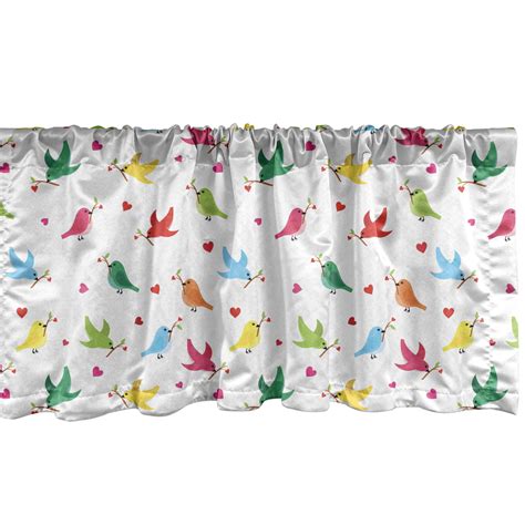 Ambesonne Birds Window Valance Pattern With Flying Birds Carrying