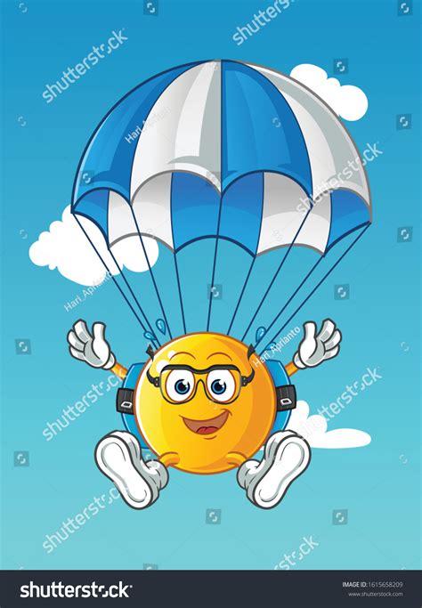 Emoticon Emoji Skydiving Cartoon Parachutes Glasses เวกเตอร์สต็อก