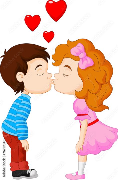 Cartoon Babe And Girl Are Kissing Stock Vector Adobe Stock