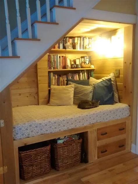 If there are any hanging pictures or removable fixtures on the walls of your. Reading Nook Under Stairs Basement Stairs nook reading ...