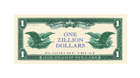 One Zillion Dollar Collectible Novelty Dollar Bill Not Real Currency Etsy