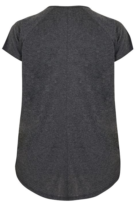 Dark Grey Slogan Print T Shirt With Ripped Shoulders Plus Size 16 To 36