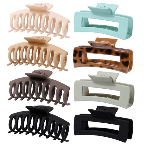 8 Pack Hair Clips Set Large Hair Claw Clips Big Matte Strong Hold Jaw