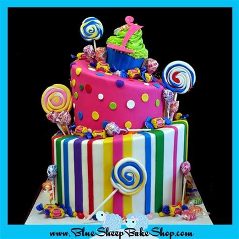 Candy Land Birthday Cake Two Tiered Brightly Colored Candy Land