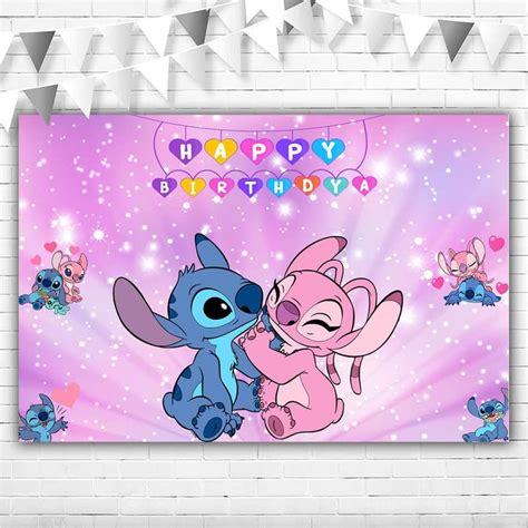 Buy Stitch And Angel Birthday Decorations For Girl 5x3 Pink Stitch And