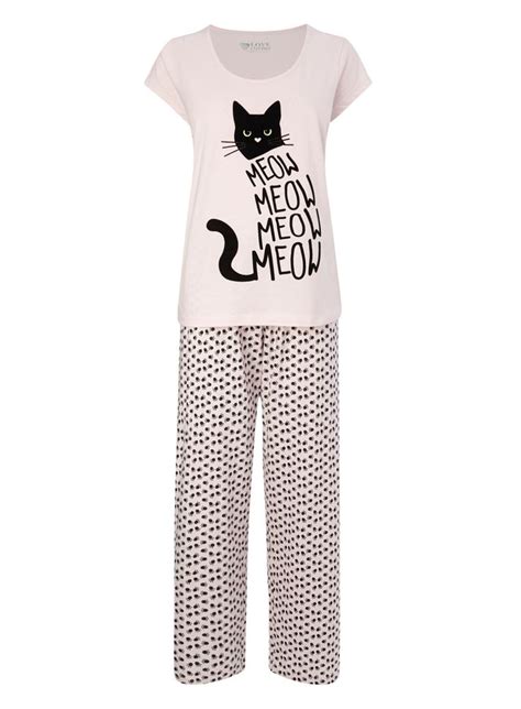Multi Pink Meow Cat Pyjamas Nightwear Women Pajamas Women Cat
