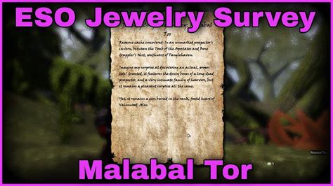 Eso Jewelry Crafting Survey Malabal Tor Jewelry Survey Location Youtube