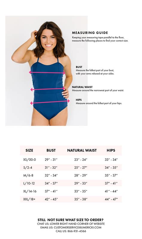 Not Sure What Size Swimsuit To Order The Size Chart Has All The Info