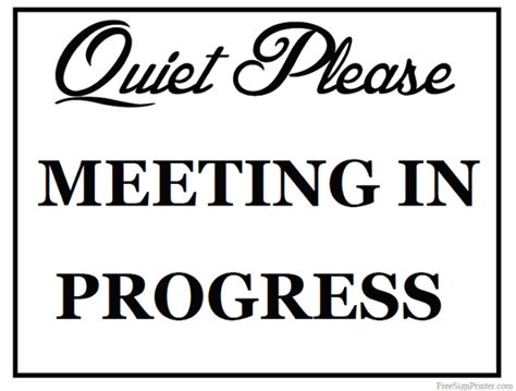 Cute Meeting In Progress Sign Printable Free