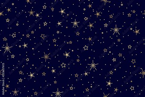 Seamless Night Sky Pattern With Shining Stars And Midnight Blue
