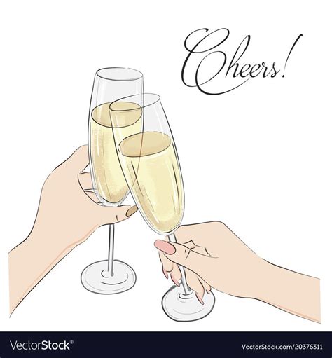Cheers Glasses With Champagne Vector Image On Vectorstock Cheer