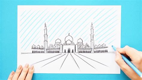How To Draw Sheikh Zayed Grand Mosque Abu Dhabi Uae Youtube