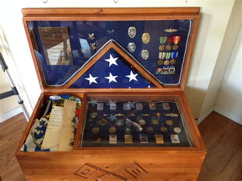 Inside Sea Chest Shadow Box Display Case Military Shadow Box Medal