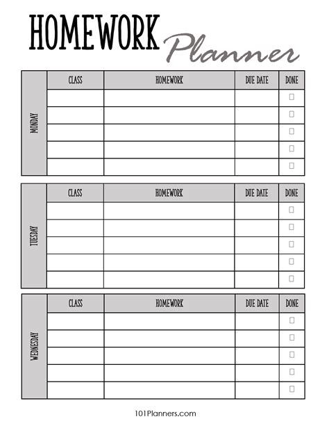 Free Printable Homework Planner Template Pdf Word Excel 44 Off
