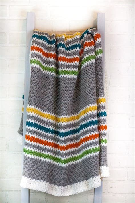 Modern Stripes Crochet Blanket Free Pattern Winding Road Crochet