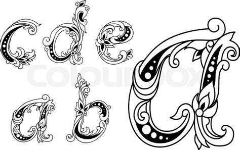 Calligraphic Floral Lower Case Alphabet Letters A B C D And E With A