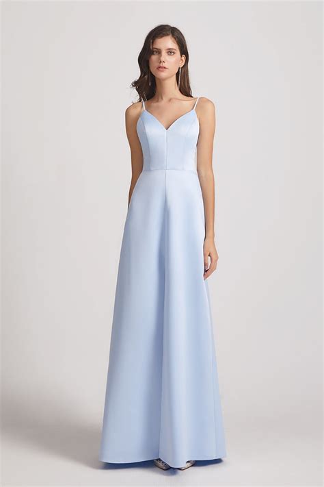 v neck spaghetti straps sexy bridesmaid dresses with front slit af000
